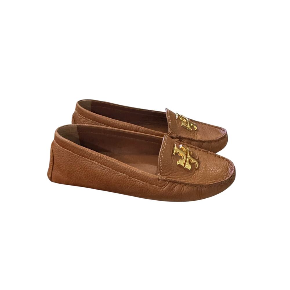 Tory Burch Everly Driver Royal Tan Leather Loafers Women’s 8 w/ Box - Picture 3 of 7